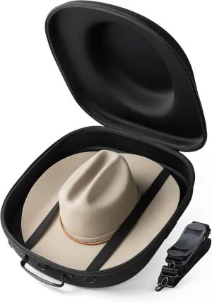 Cowboy Hat Travel Case – Crushproof Carrier for Cowboy, Panama & Tweed Hats with Carrying Handle, Shoulder and Luggage Strap, For Travel and At-Home Storage (Large)