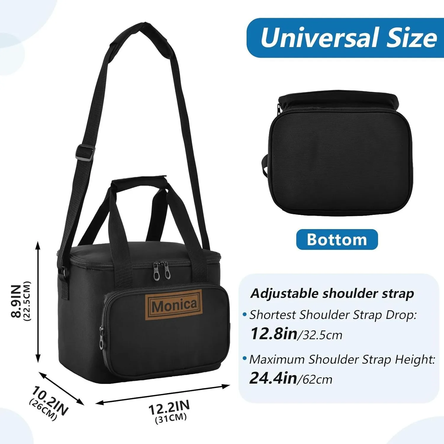 Custom Soft Cooler Bag with Zipper Personalized Portable Insulated Travel Cooler for Beach Camping Work Lunchbox for Women Men