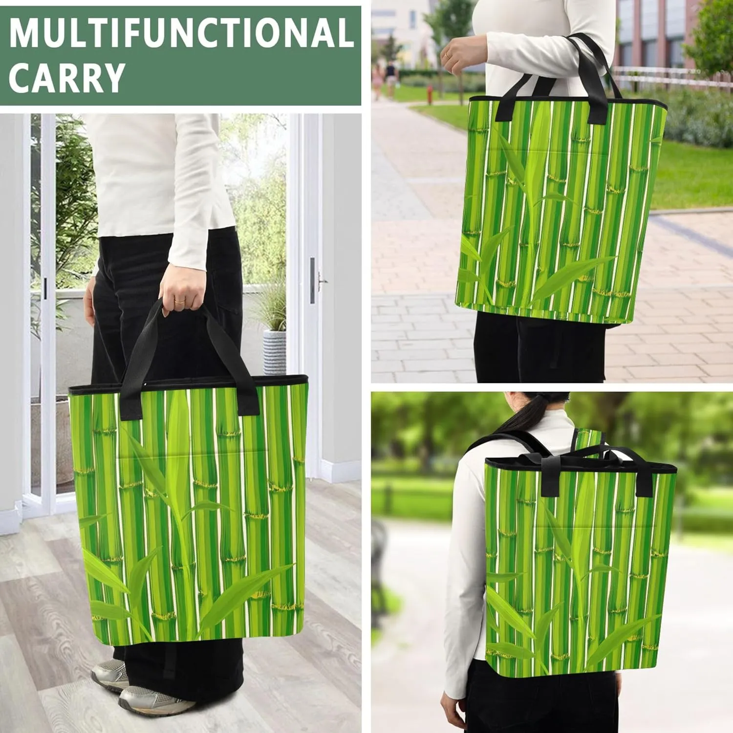 Cute Panda Hang Bamboo Soft Side Coolers Insulated Leakproof 36 Cans Lunch Tote Bag for Women Insulated 13.8''x5.9''x16.5