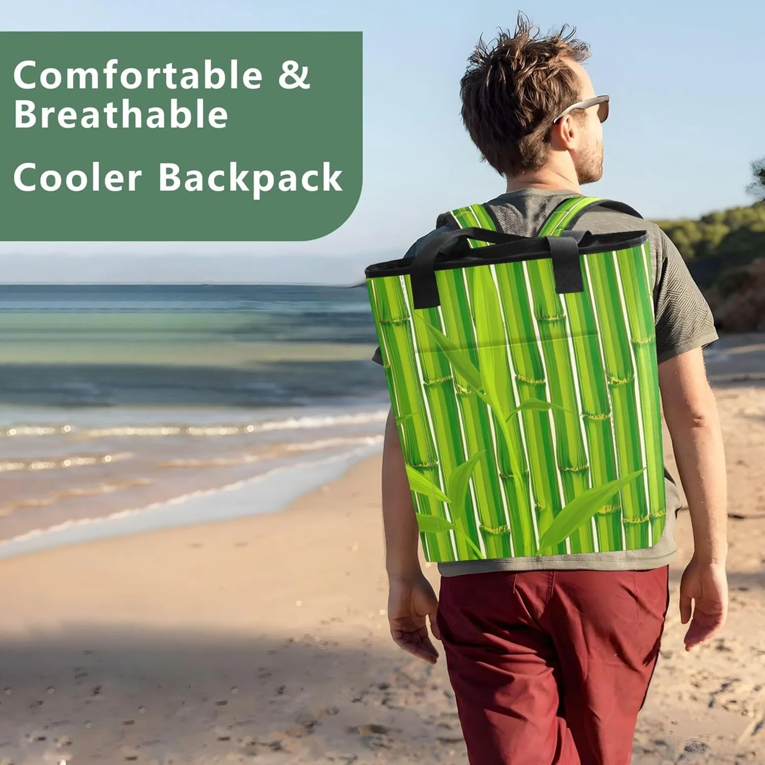 Cute Panda Hang Bamboo Soft Side Coolers Insulated Leakproof 36 Cans Lunch Tote Bag for Women Insulated 13.8''x5.9''x16.5