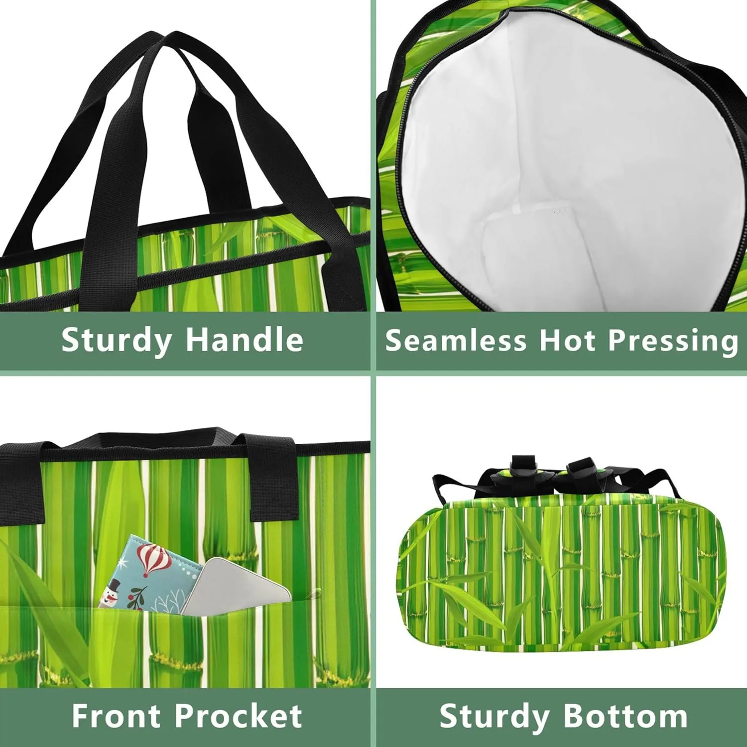 Cute Panda Hang Bamboo Soft Side Coolers Insulated Leakproof 36 Cans Lunch Tote Bag for Women Insulated 13.8''x5.9''x16.5