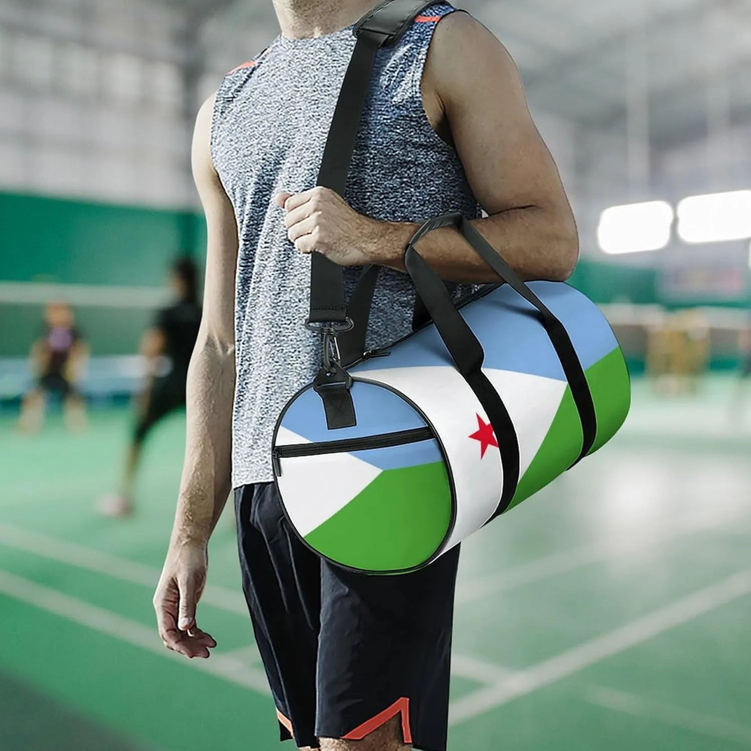 Djibouti Flag Gym Bag for Girls Boys Sports Duffel with Wet Pocket Travel Weekender