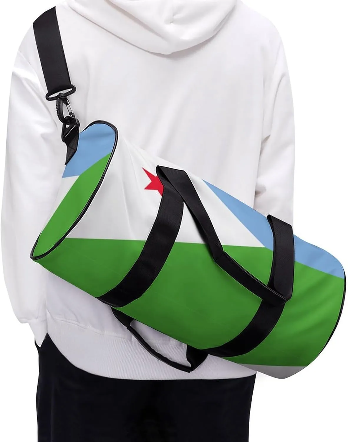 Djibouti Flag Gym Bag for Girls Boys Sports Duffel with Wet Pocket Travel Weekender