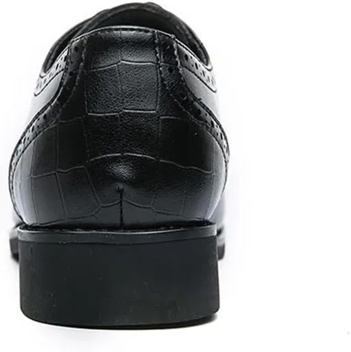 Dress Oxford for Men Lace Up Round Burnished Toe Derby Shoes Faux Leather Block Heel Non Slip Low Top Anti-Slip Party
