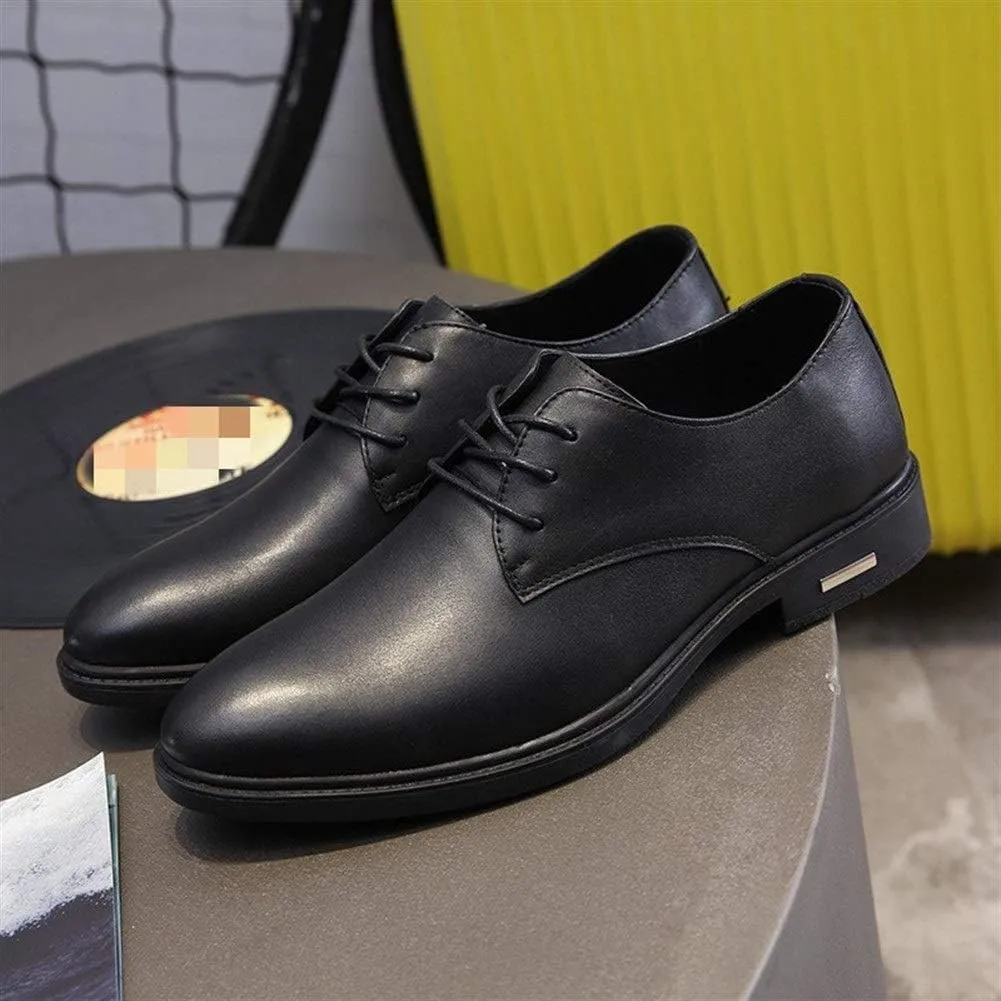 Dress Oxford Formal Shoes for Men Lace Up Round Toe Derby Shoes Cowhide Block Heel Anti-Slip Non Slip Rubber Sole Low Top Business Suitable for Many Occasions