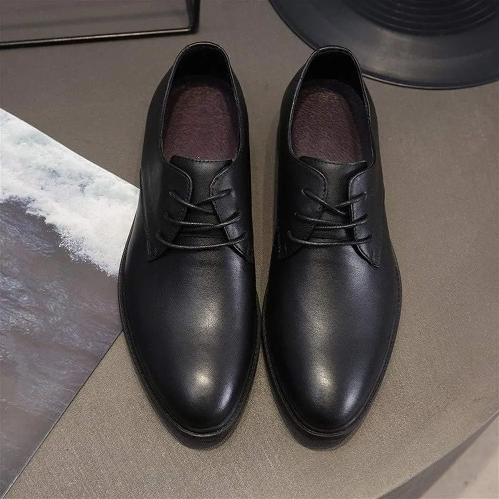 Dress Oxford Formal Shoes for Men Lace Up Round Toe Derby Shoes Cowhide Block Heel Anti-Slip Non Slip Rubber Sole Low Top Business Suitable for Many Occasions