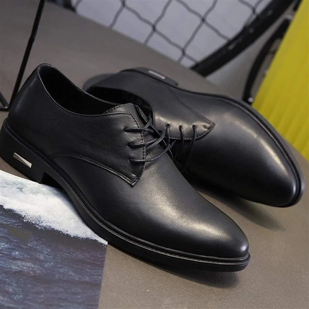 Dress Oxford Formal Shoes for Men Lace Up Round Toe Derby Shoes Cowhide Block Heel Anti-Slip Non Slip Rubber Sole Low Top Business Suitable for Many Occasions