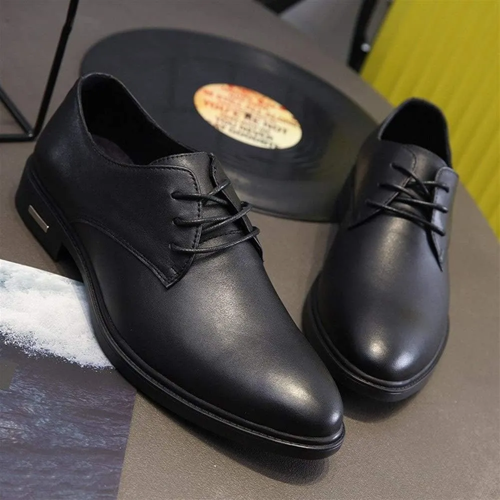 Dress Oxford Formal Shoes for Men Lace Up Round Toe Derby Shoes Cowhide Block Heel Anti-Slip Non Slip Rubber Sole Low Top Business Suitable for Many Occasions