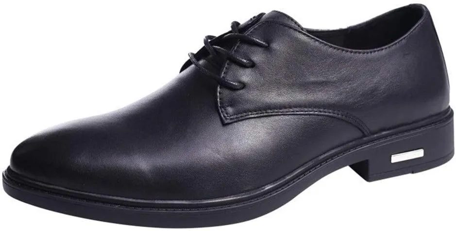 Dress Oxford Formal Shoes for Men Lace Up Round Toe Derby Shoes Cowhide Block Heel Anti-Slip Non Slip Rubber Sole Low Top Business Suitable for Many Occasions