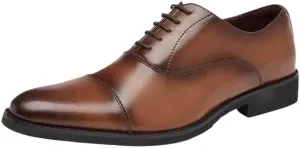 Dress Oxford Formal Shoes for Men's Lace Up Uniform Brogue Calfskin Leather Business Non Slip Anti-Slip Classic