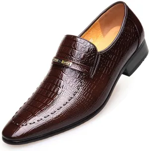 Dress Shoes for Men, Classic Alligator Printed Business Leather Dress Slip on Derby Shoes for Mens