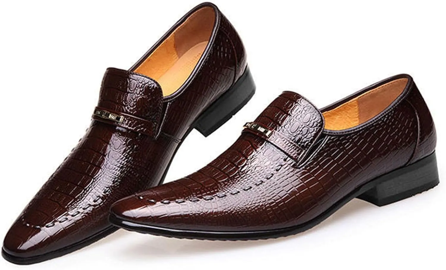 Dress Shoes for Men, Classic Alligator Printed Business Leather Dress Slip on Derby Shoes for Mens