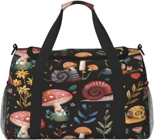 Duffle Bag Colorful Snails Mushroom Travel Duffel Bags for Men Women with Adjustable Strap Carry on Gym Bag Overnight Weekender Bag