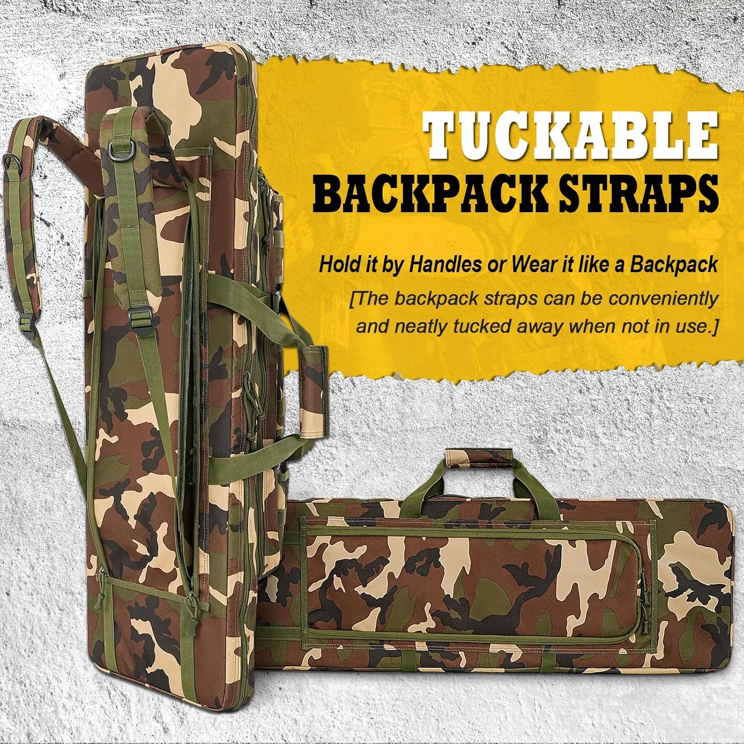 DULCE DOM Double Case Soft Padded Long Bag, Tactical Case Storage for Shooting Hunting Dual Carrying Backpack Accessories