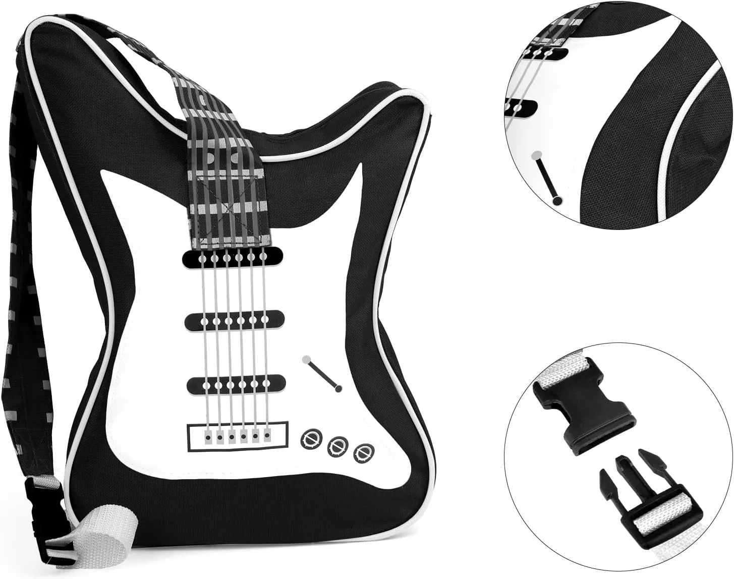 Electric Guitar Shaped Music Bag Oxford Cloth Shoulder Tote Bag Purse Crossbody Handbag for Women
