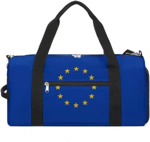 European Union Flag Duffel Bag for Boys Girls with Wet Pocket Shoe Compartment