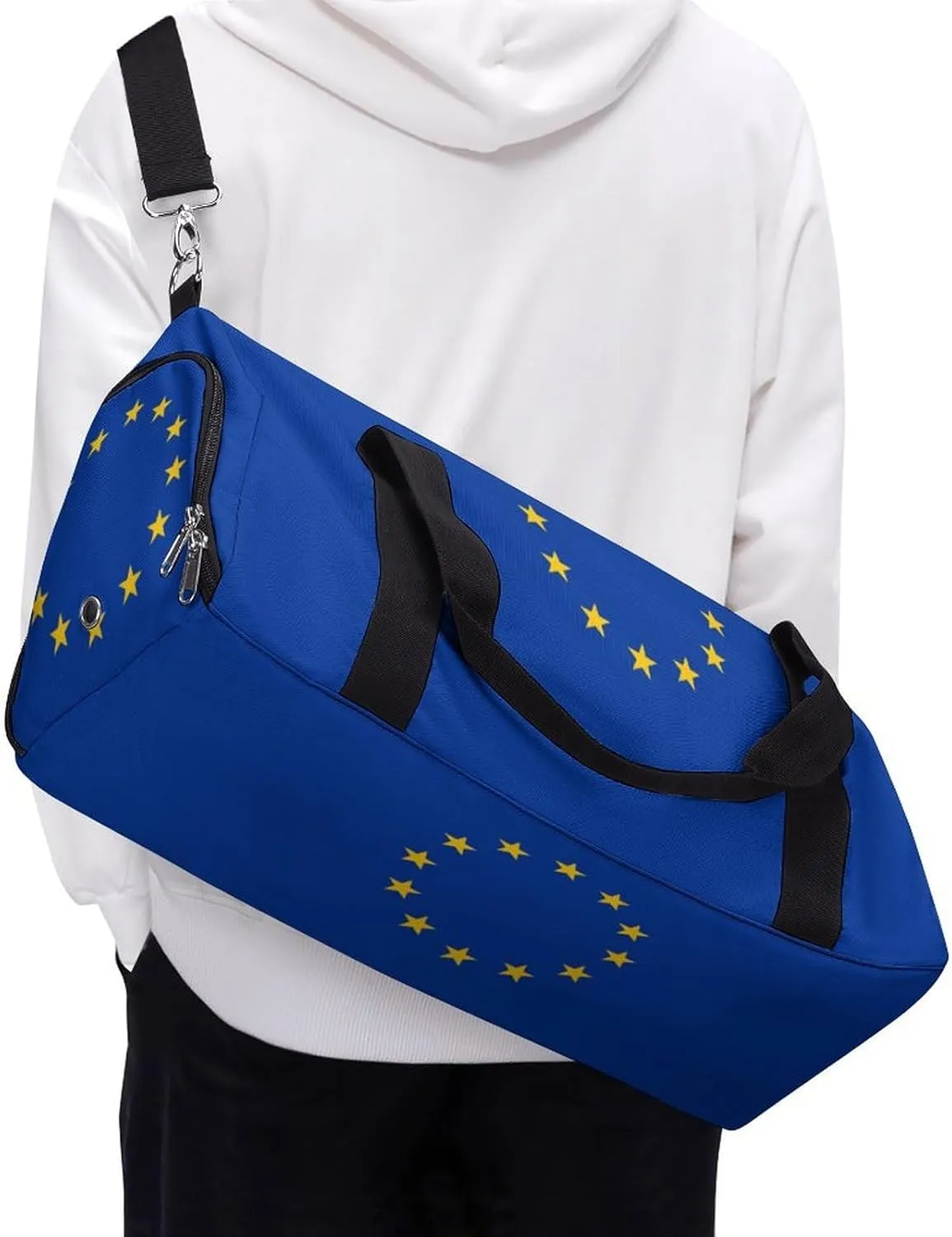 European Union Flag Duffel Bag for Boys Girls with Wet Pocket Shoe Compartment