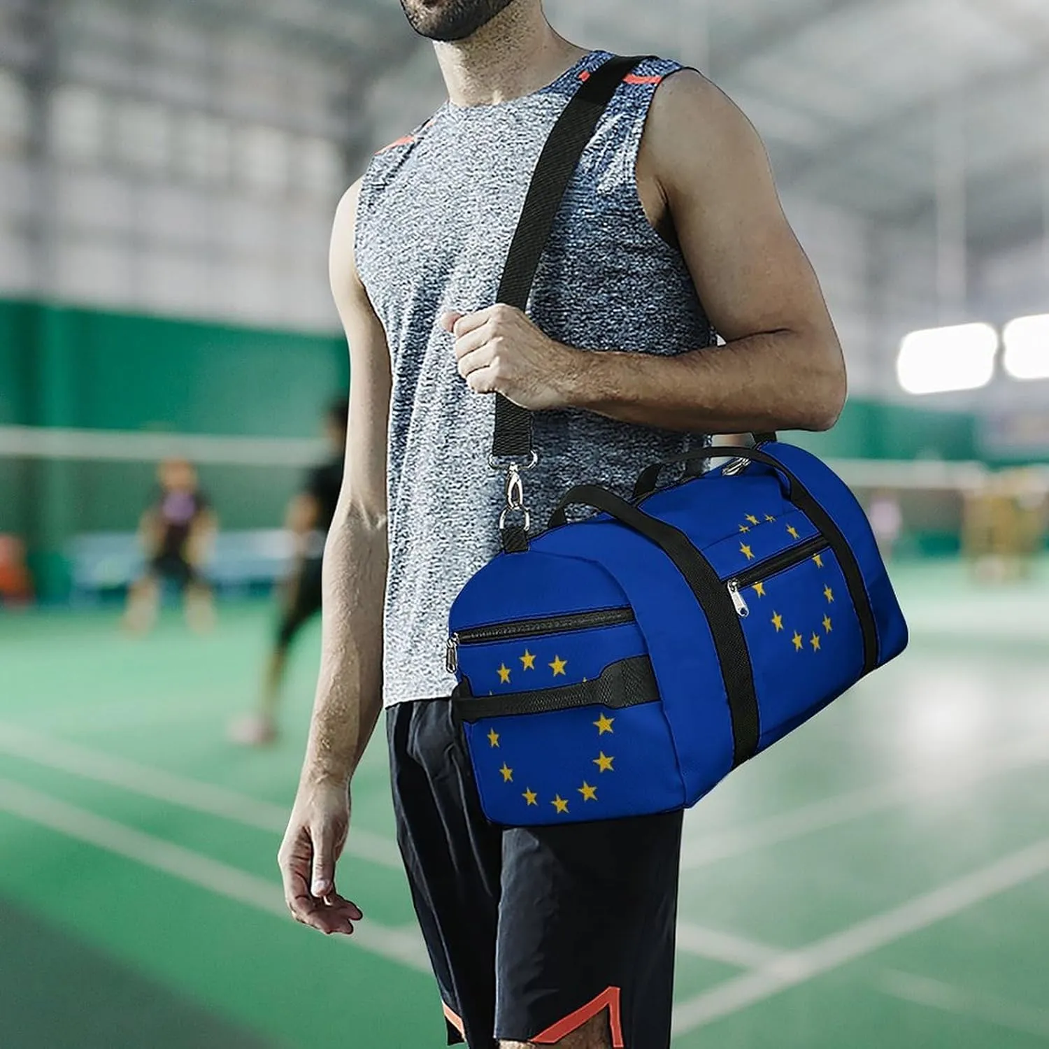 European Union Flag Duffel Bag for Boys Girls with Wet Pocket Shoe Compartment