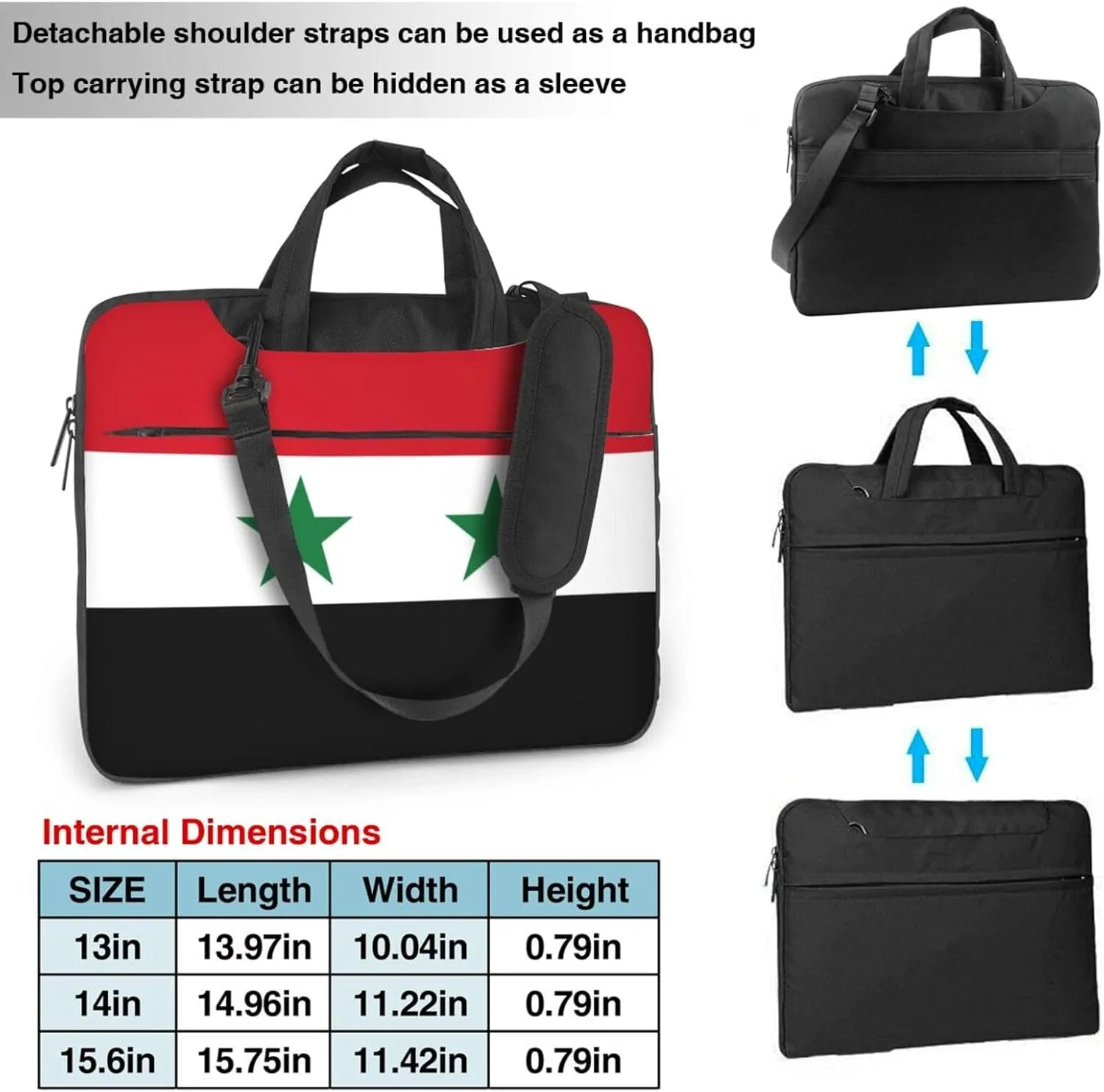 Flag of the Syrian Arab Republic Print Trendy Oxford Cloth Laptop Bag - Versatile Laptop Case,Messenger Bag, Shoulder Bag