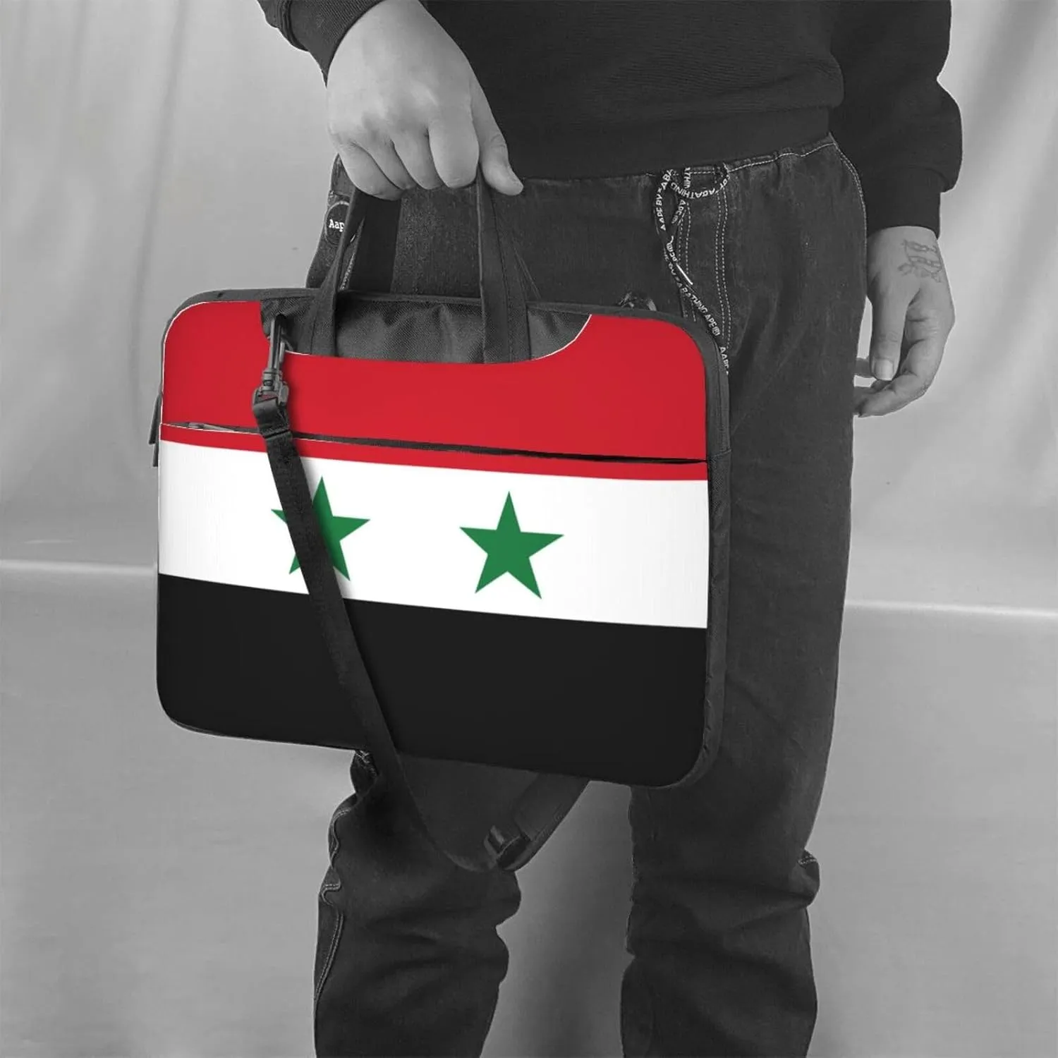 Flag of the Syrian Arab Republic Print Trendy Oxford Cloth Laptop Bag - Versatile Laptop Case,Messenger Bag, Shoulder Bag