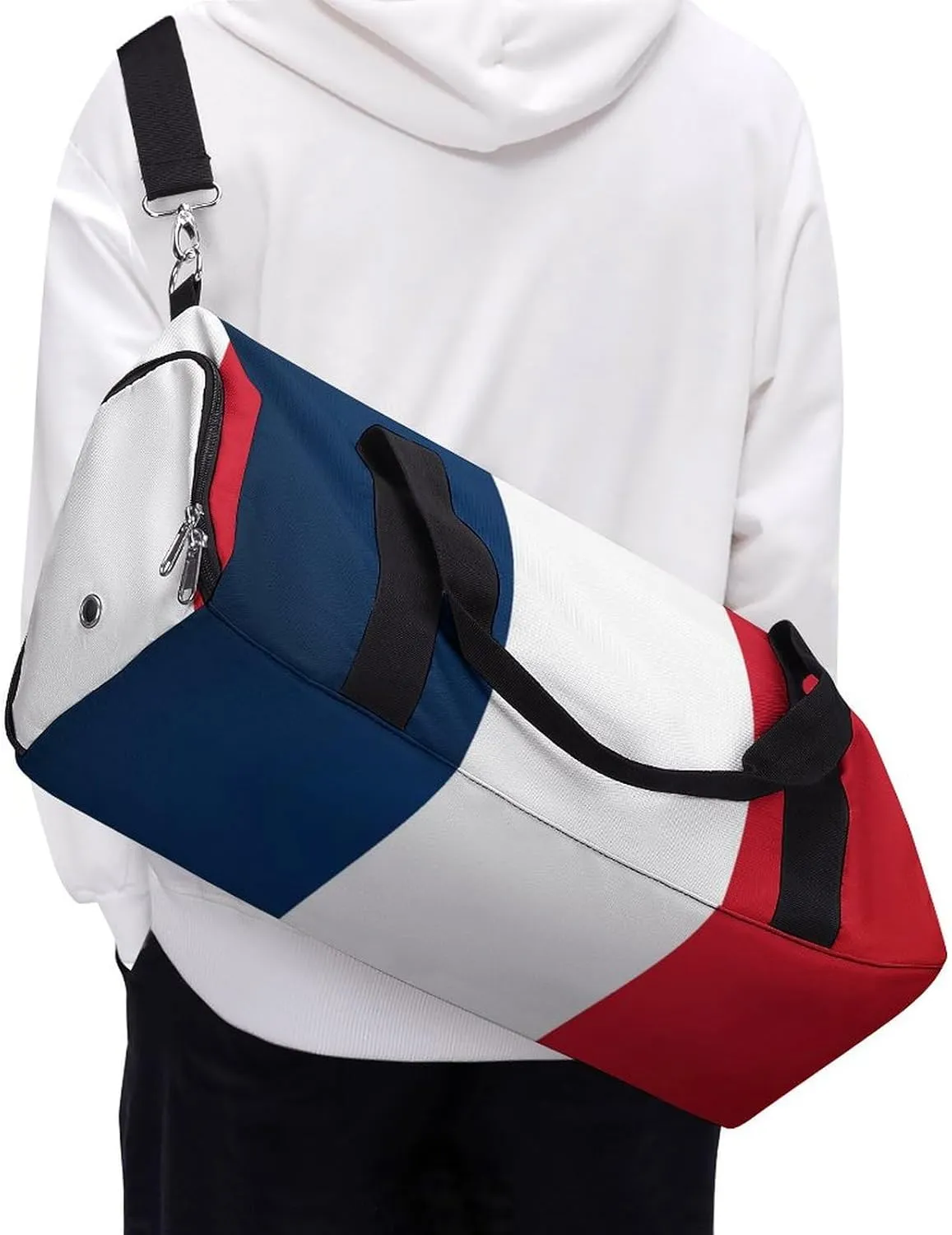 France Flag Gym Bag for Men Women with Shoe Compartment Waterproof Sports Travel