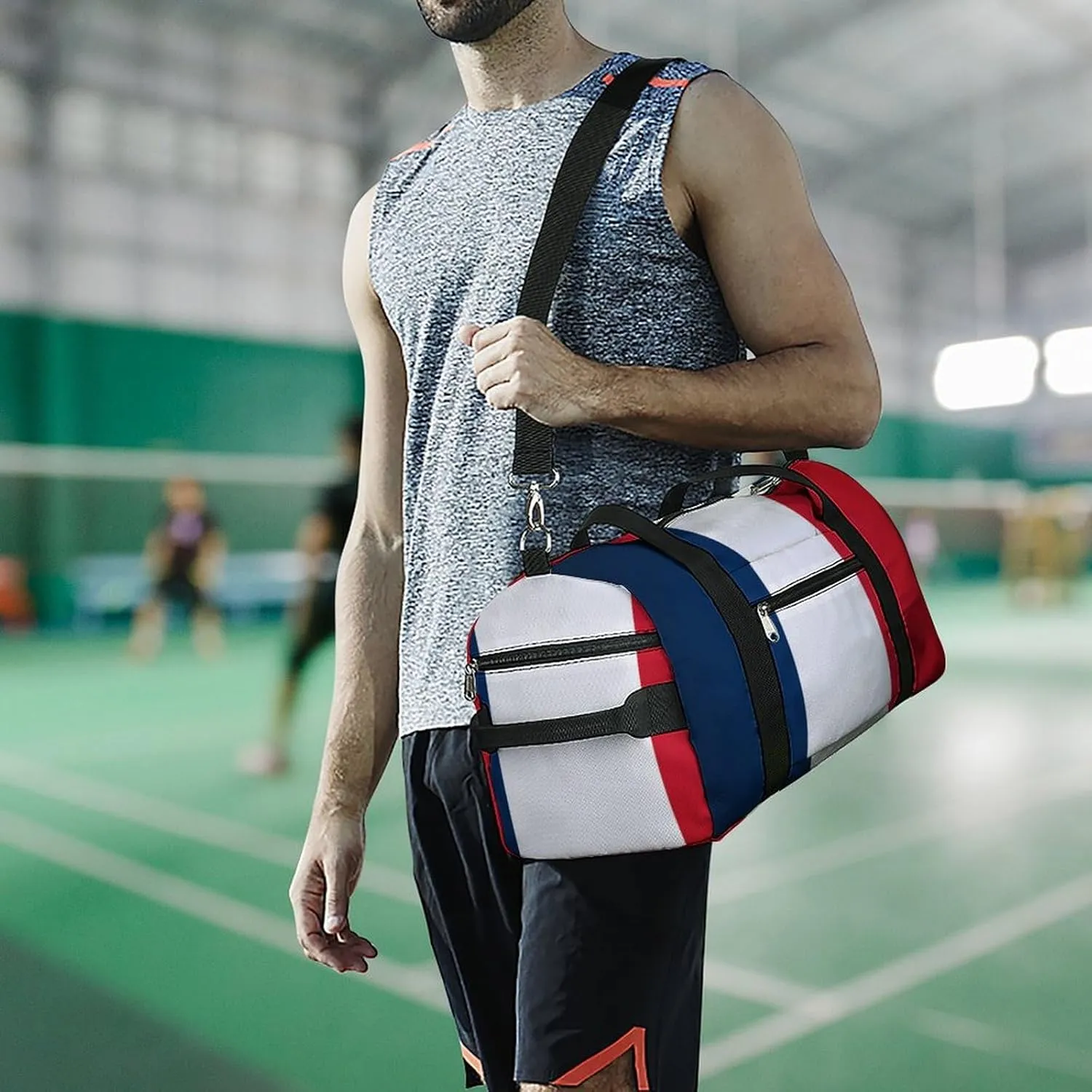 France Flag Gym Bag for Men Women with Shoe Compartment Waterproof Sports Travel