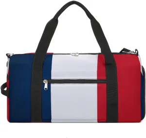 France Flag Gym Bag for Men Women with Shoe Compartment Waterproof Sports Travel