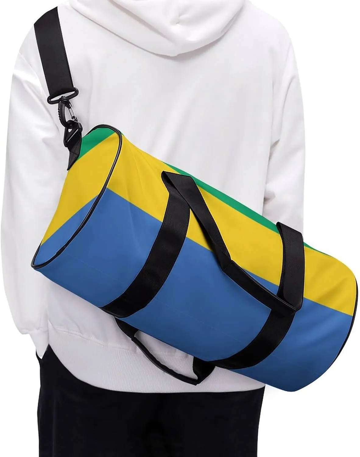 Gabon Flag Travel Gym Duffel Bag for Women Men Dry Wet Separation Carry On Weekender