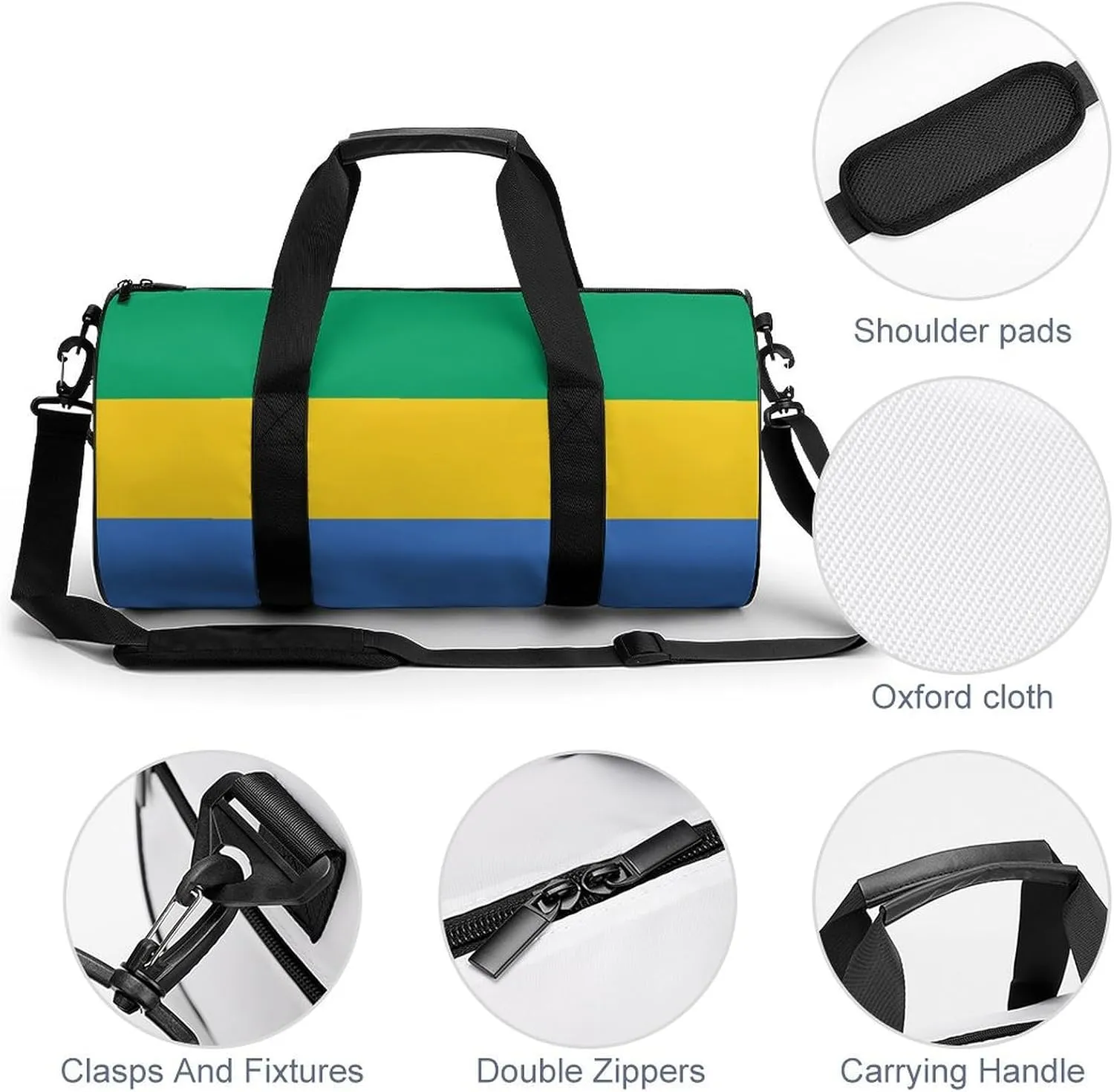Gabon Flag Travel Gym Duffel Bag for Women Men Dry Wet Separation Carry On Weekender