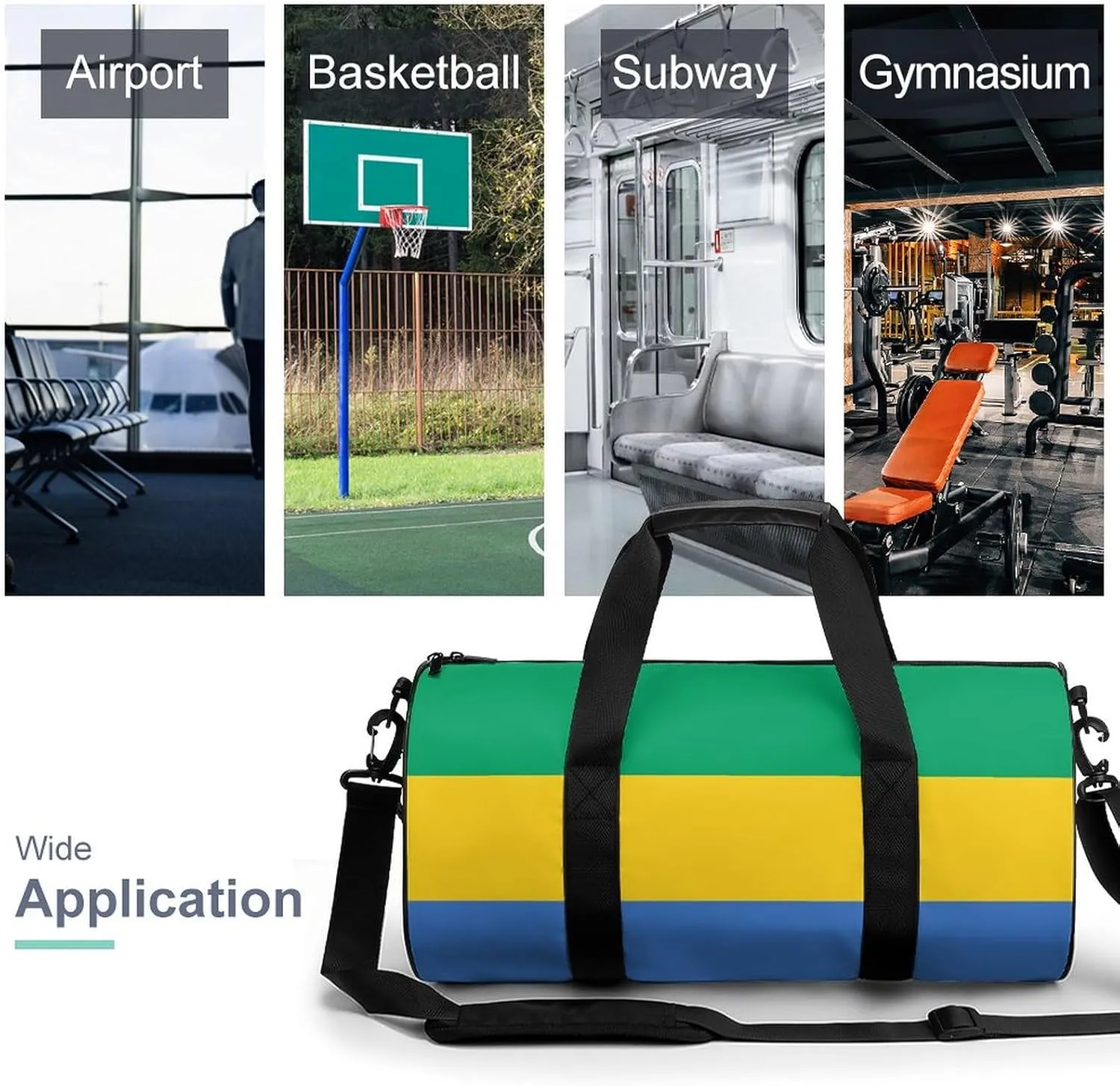 Gabon Flag Travel Gym Duffel Bag for Women Men Dry Wet Separation Carry On Weekender