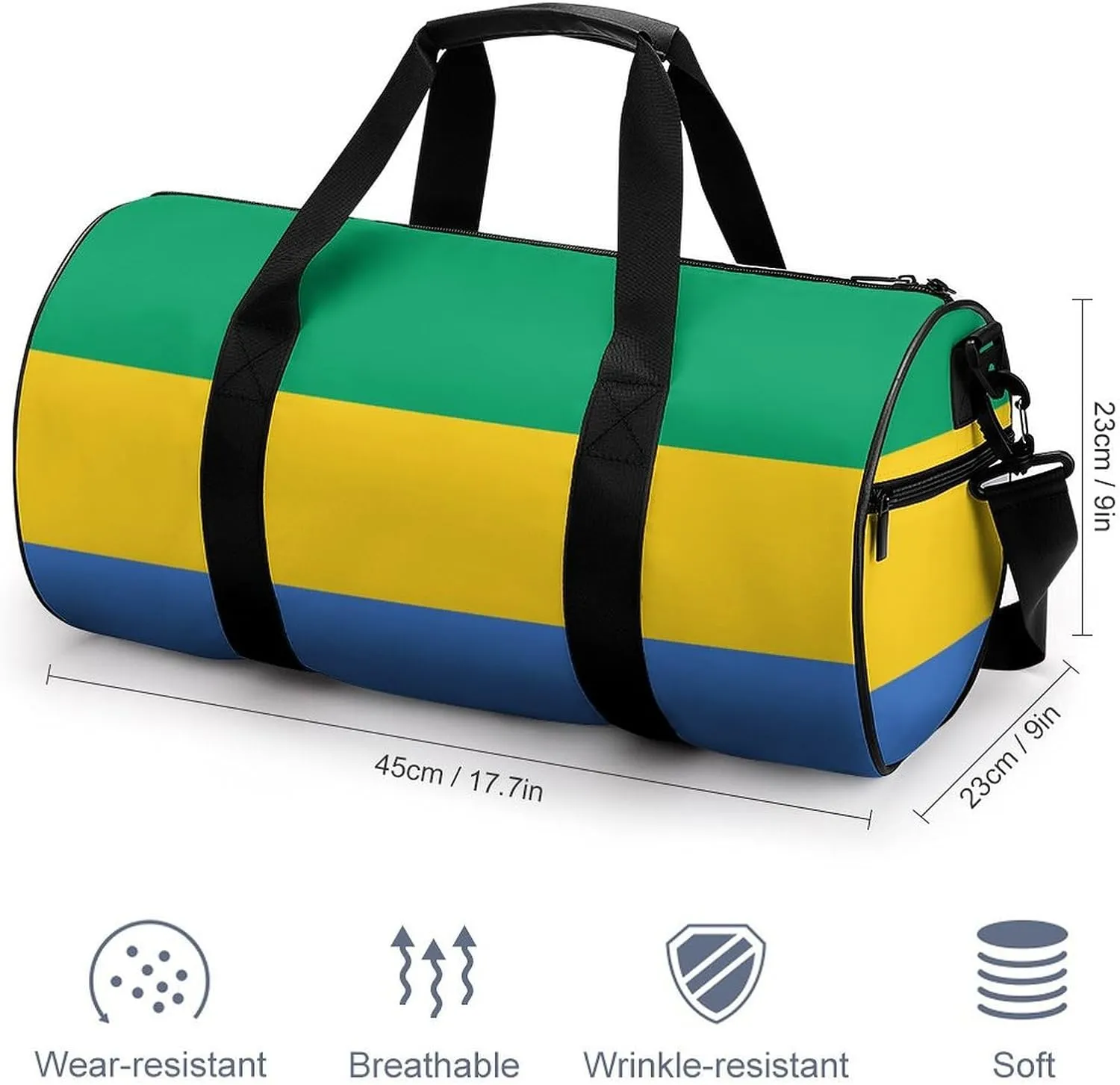 Gabon Flag Travel Gym Duffel Bag for Women Men Dry Wet Separation Carry On Weekender