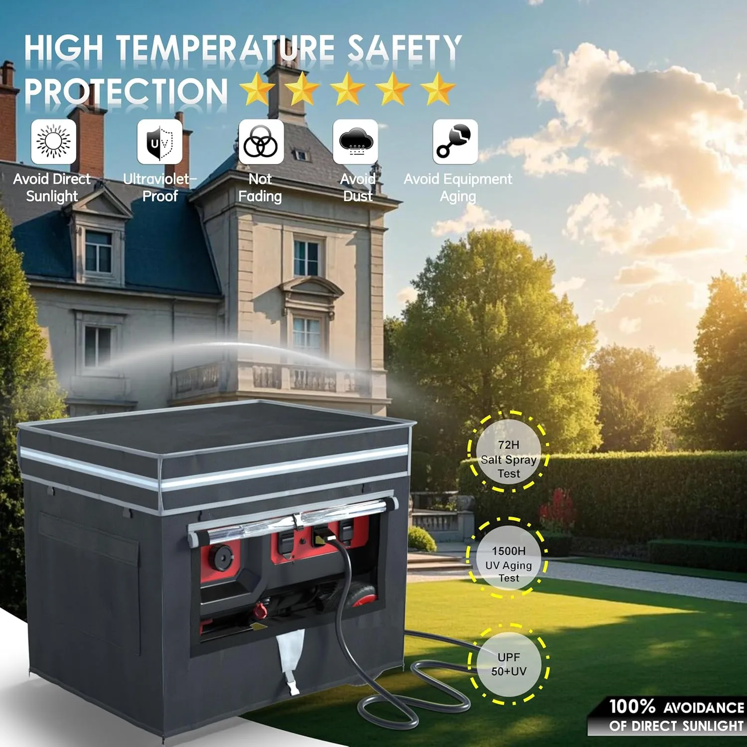 Generator Covers, Generator Covers While Running, 32X24X24 inches, Top Can be Opened, With Tool Bag and Visual Operation Window, Suitable for 3000W-12000W Frame Generator, Black.