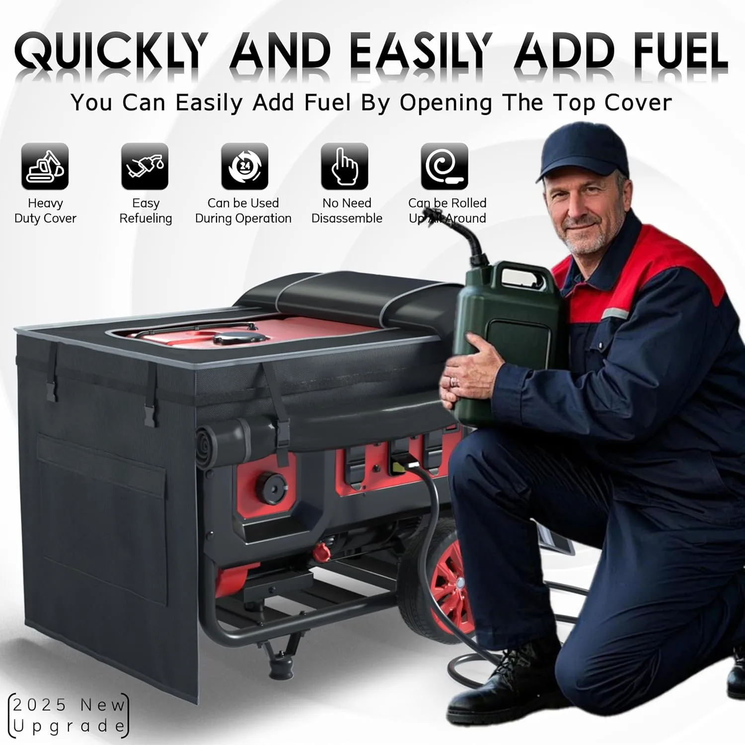 Generator Covers, Generator Covers While Running, 32X24X24 inches, Top Can be Opened, With Tool Bag and Visual Operation Window, Suitable for 3000W-12000W Frame Generator, Black.