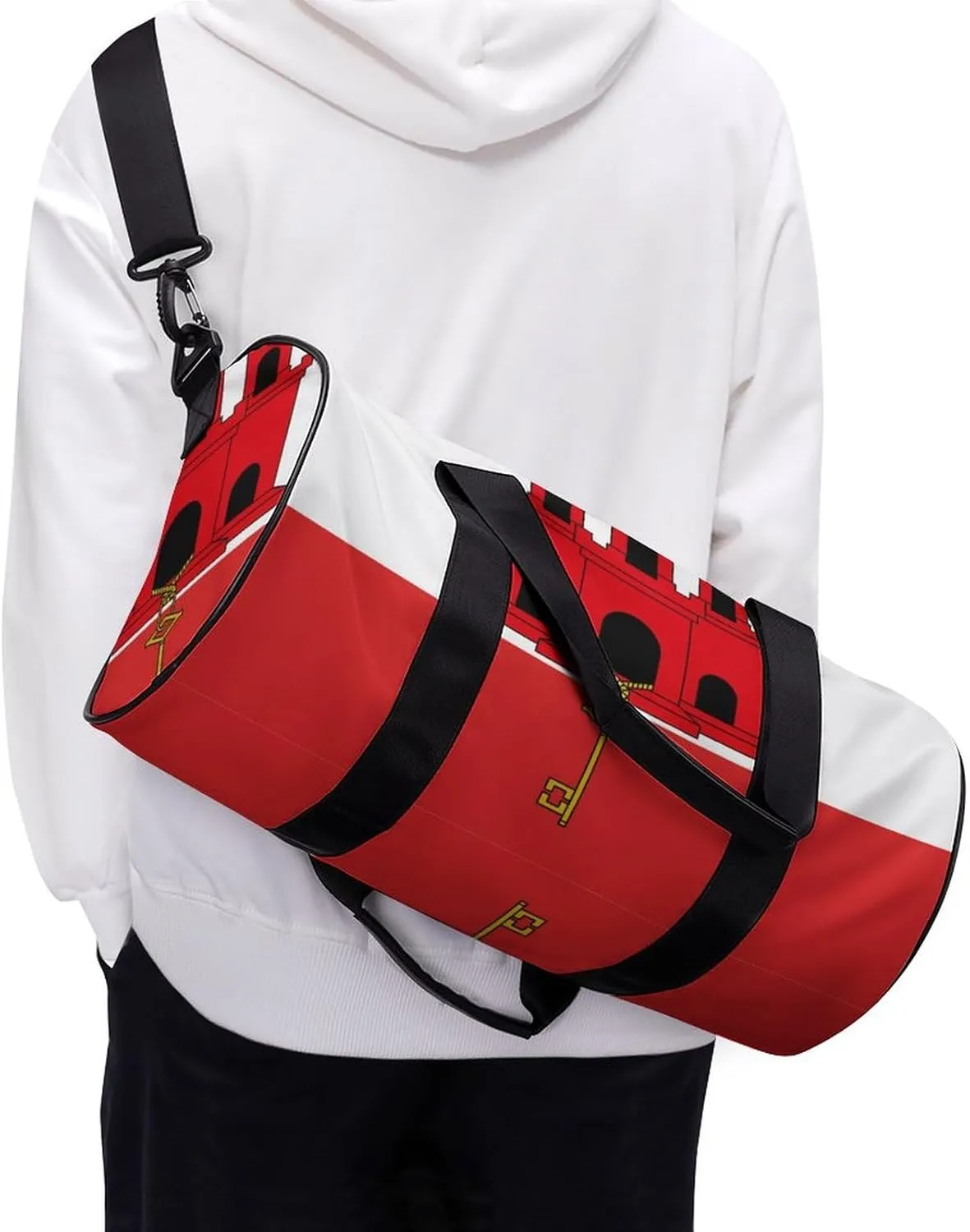 Gibraltar Flag Waterproof Sports Duffel Bag Dry Wet Separation for Gym Beach Travel
