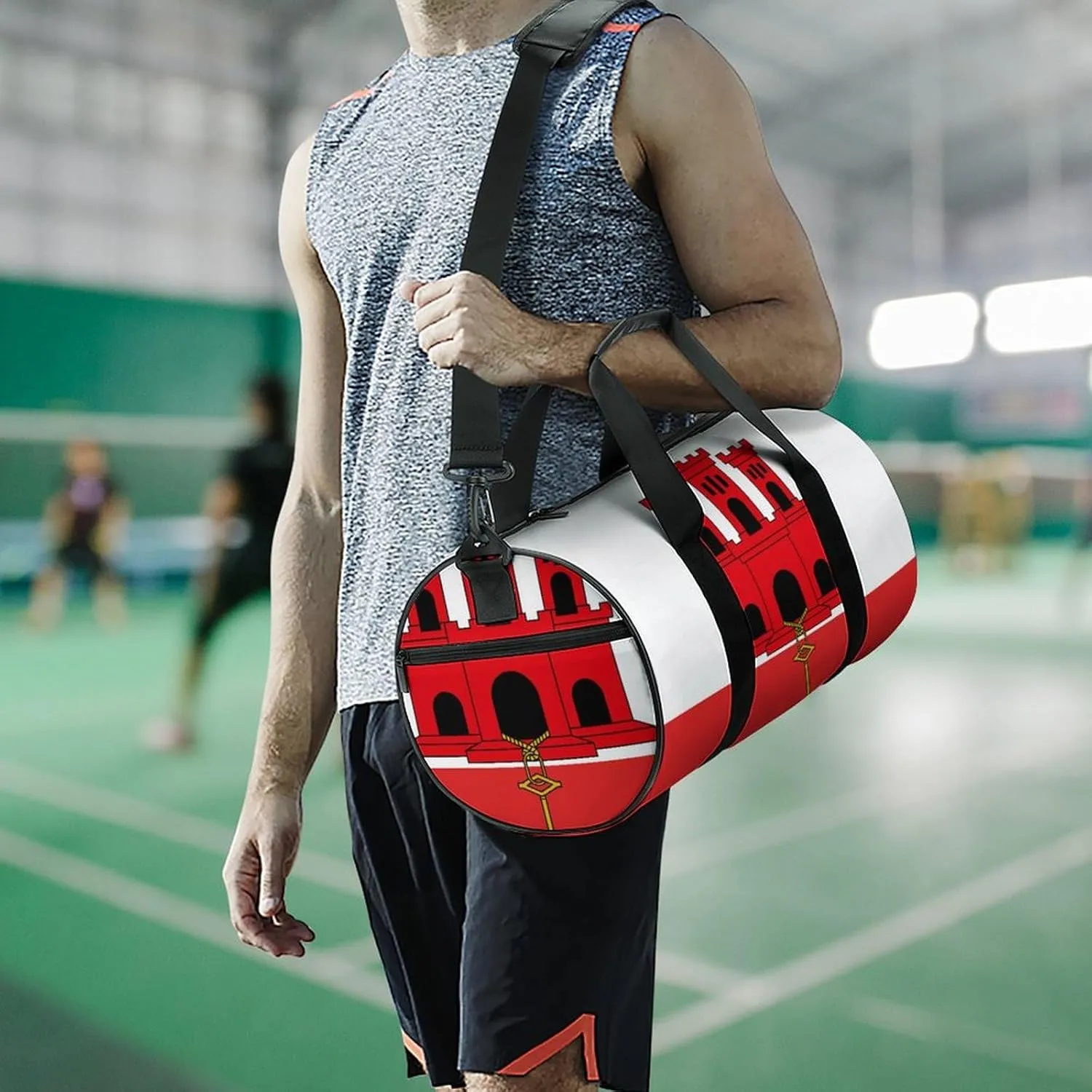 Gibraltar Flag Waterproof Sports Duffel Bag Dry Wet Separation for Gym Beach Travel