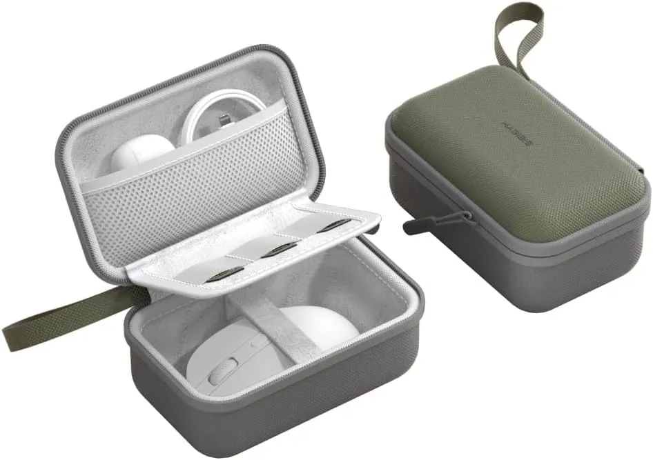 Hagibis Mouse Storage Case, Electronic Organizer Travel Bag, Portable Carry Case for Wireless Mouse Cable Charger Power Bank Hardshell (Green)
