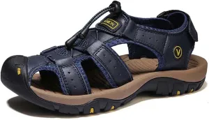 HESBITEUL Men's Hiking Sandals - Athletic Sports Walking Comfortable Hook & Loop Straps Open Toe Boys Shoes for Outdoor
