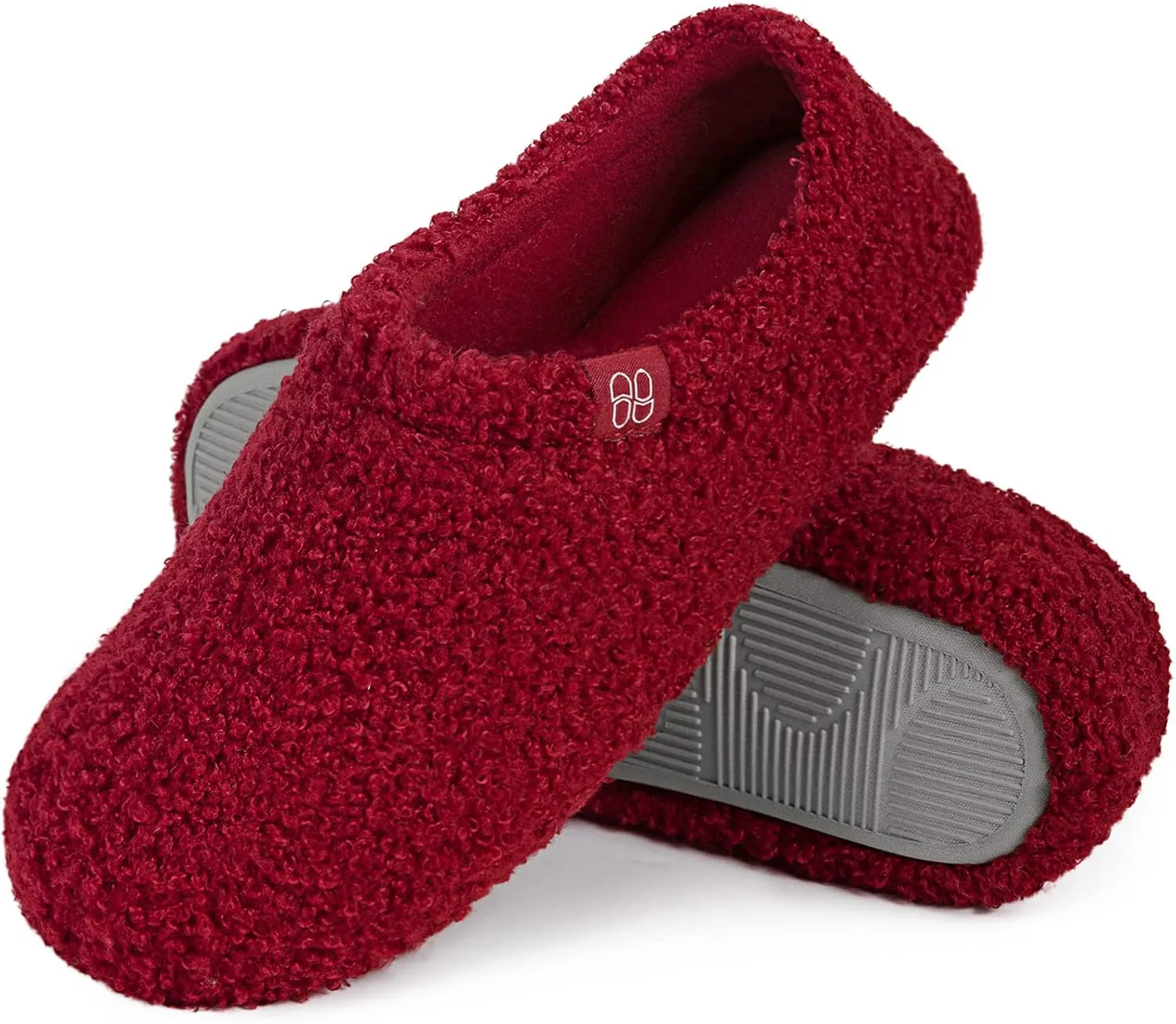 HomeTop Women's Fuzzy Curly Fur Memory Foam Loafer Slippers with Polar Fleece Lining