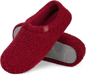 HomeTop Women's Fuzzy Curly Fur Memory Foam Loafer Slippers with Polar Fleece Lining