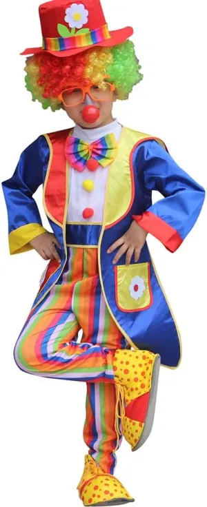 IWEMEK Girls Boys Clown Costume for Kids Funny Circus Costume Joker Cosplay Dress up Clown Hat Polka Dots Halloween Outfits