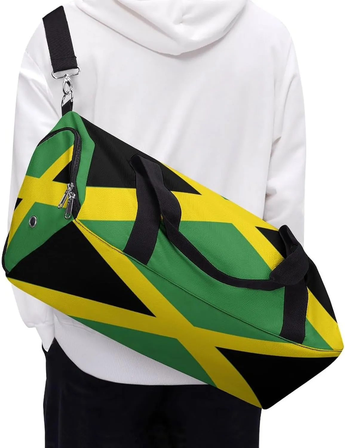 Jamaican Flag Duffel Bag for Boys Girls with Wet Pocket Shoe Compartment