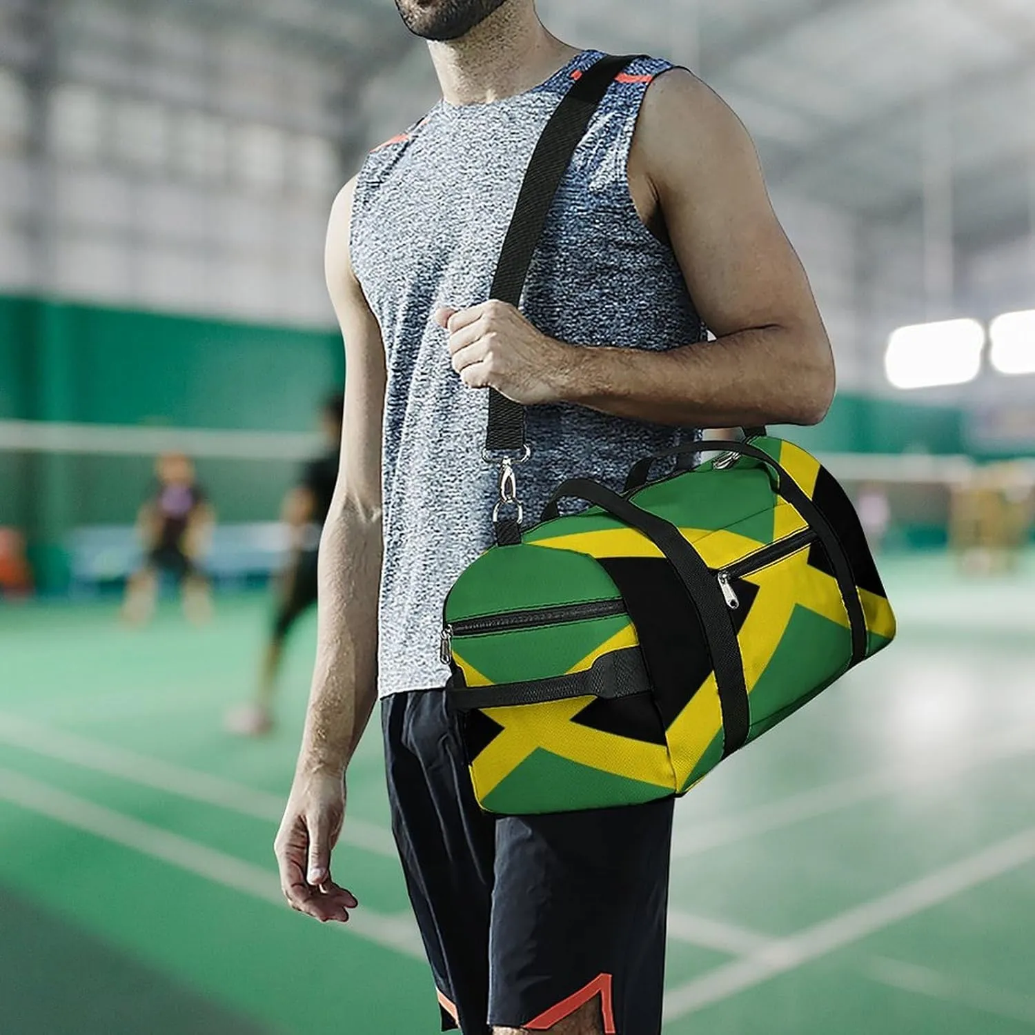 Jamaican Flag Duffel Bag for Boys Girls with Wet Pocket Shoe Compartment