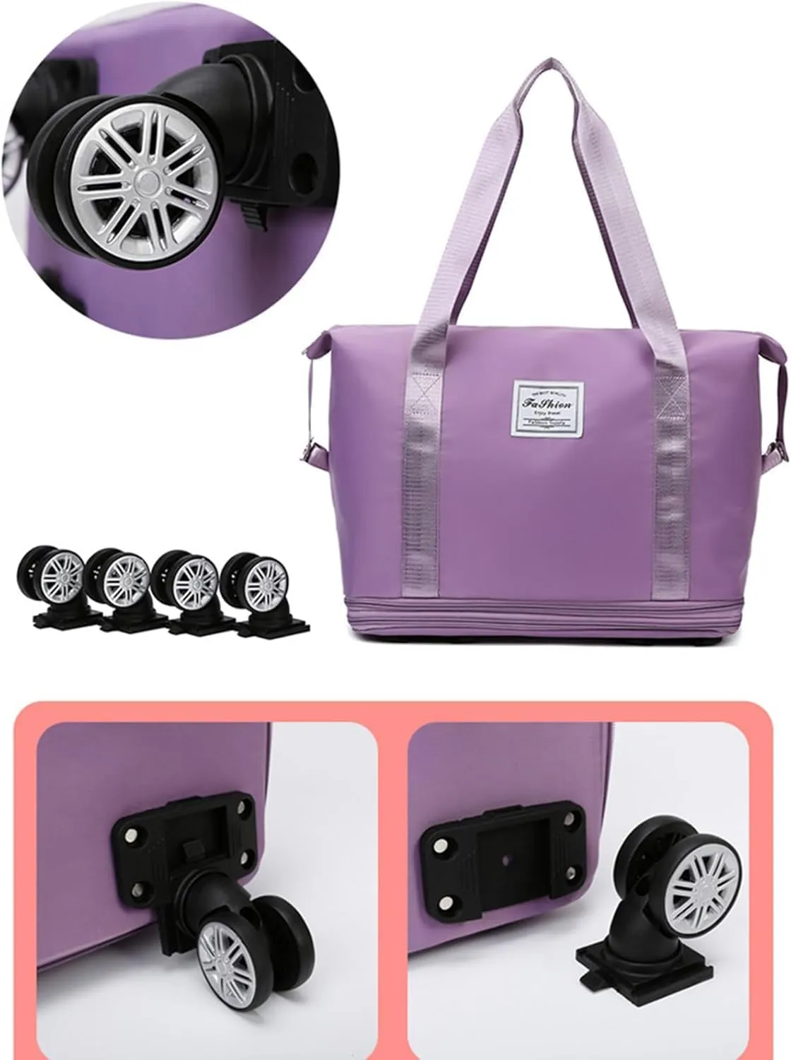 Kulken/pepepo/beente travel Bag With Wheels,Kulken Travel Bag,2025 New Large Capacity Travel Bag - Universal Wheel Removable,Wheel-Equipped (E)