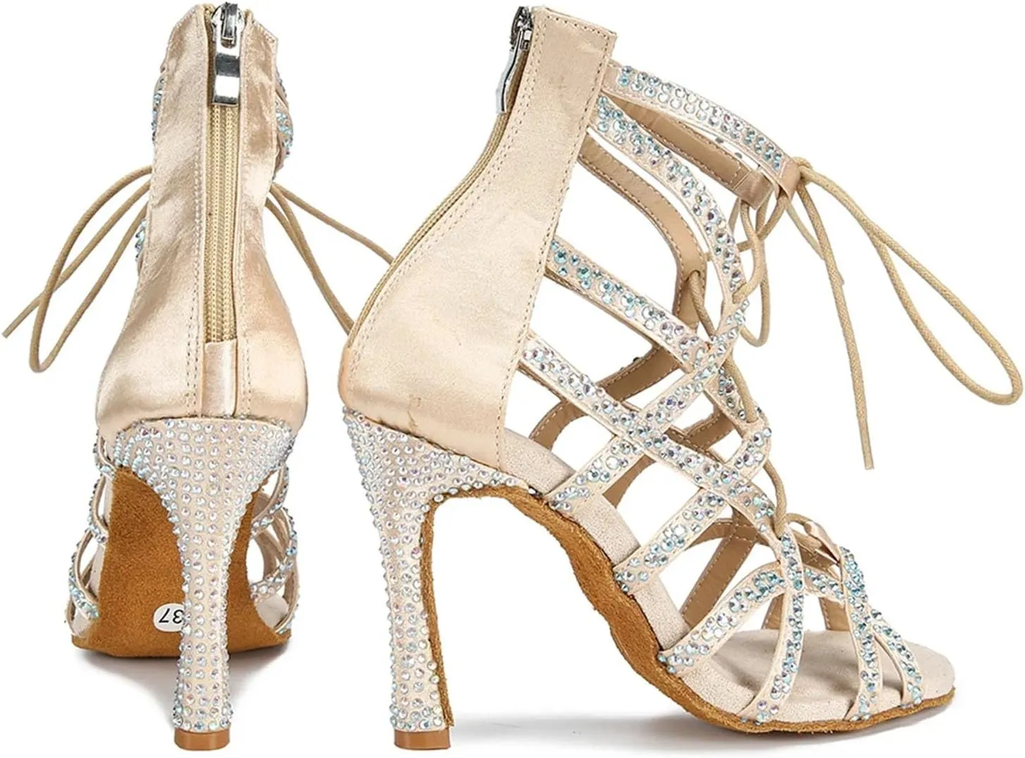 Ladies Elegant Satin Sandals - Open-Toe Design with Metallic Buckles for Formal Galas (8CM/3.15")