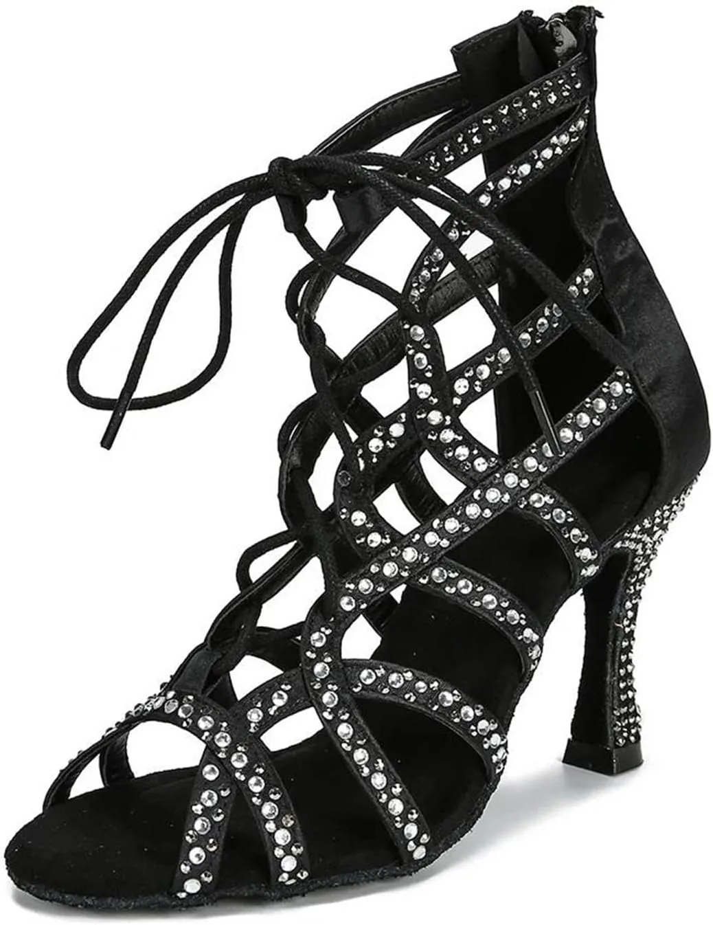Ladies Elegant Satin Sandals - Open-Toe Design with Metallic Buckles for Formal Galas (8CM/3.15")