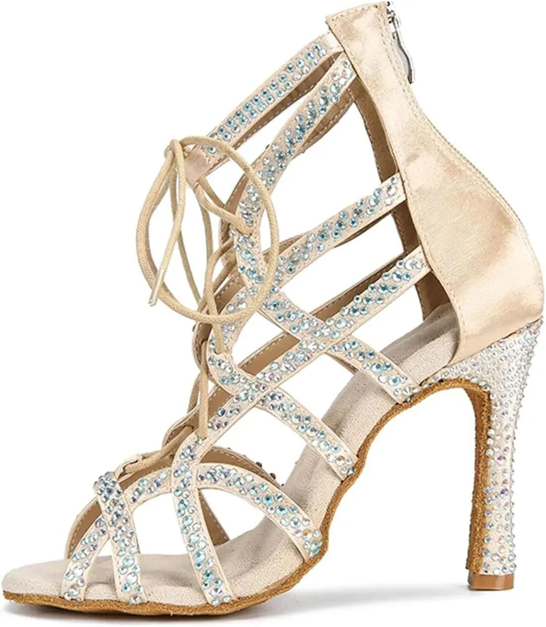 Ladies Elegant Satin Sandals - Open-Toe Design with Metallic Buckles for Formal Galas (8CM/3.15")