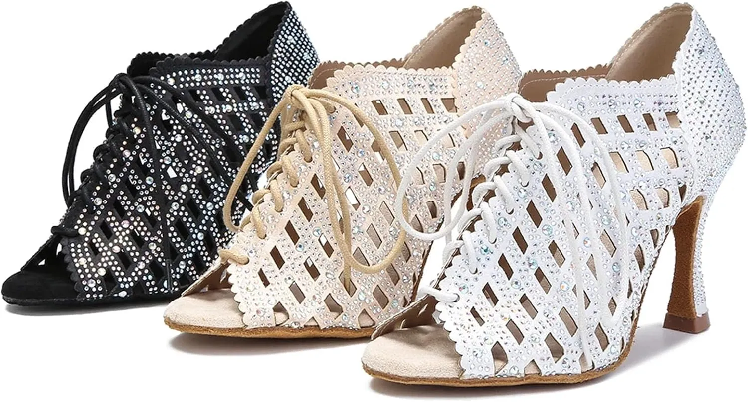 Ladies Onyx-Toned Training Sandals - Elastic Anklets with Mesh Panels for Dance Rehearsals (6CM/2.36")