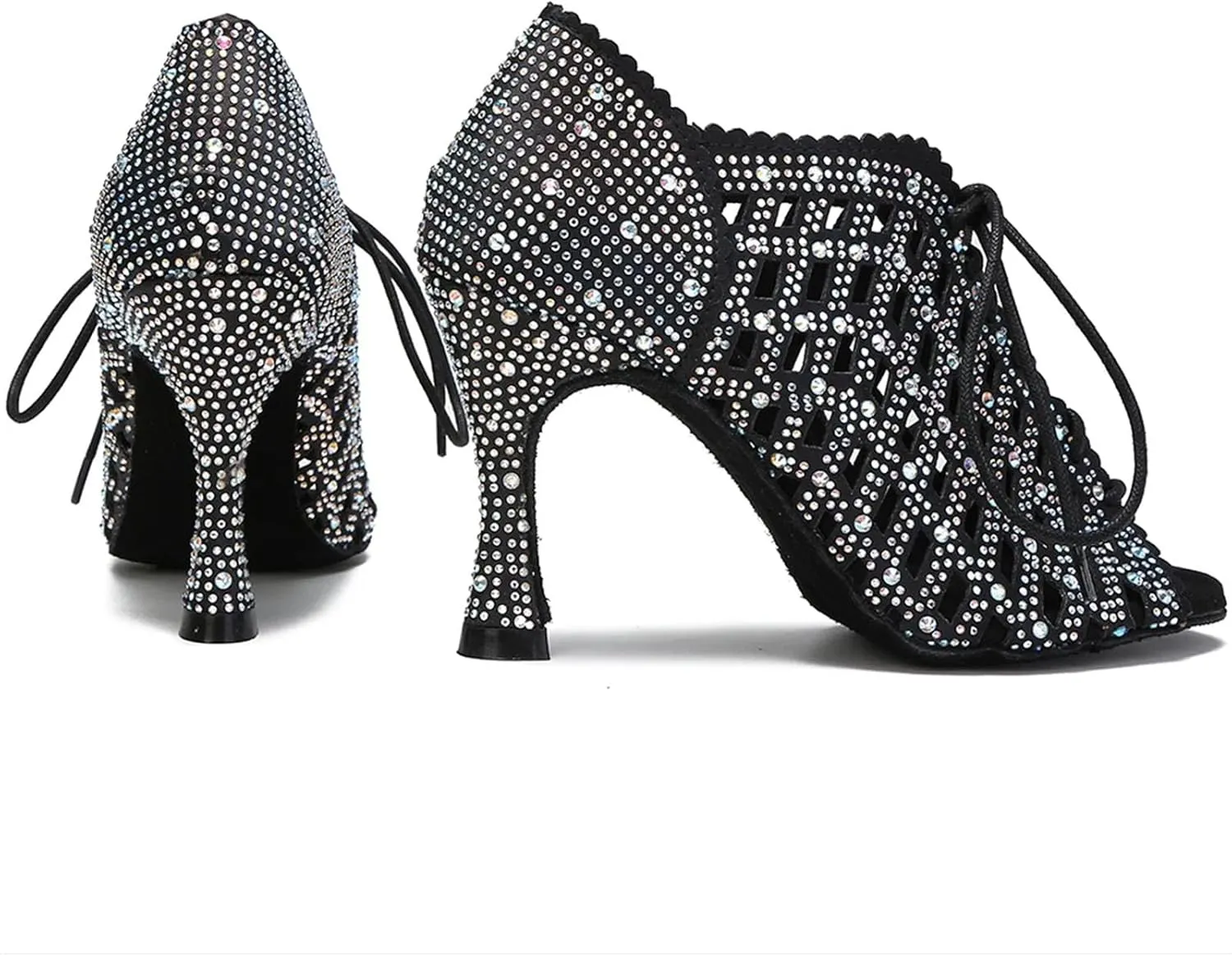 Ladies Onyx-Toned Training Sandals - Elastic Anklets with Mesh Panels for Dance Rehearsals (6CM/2.36")