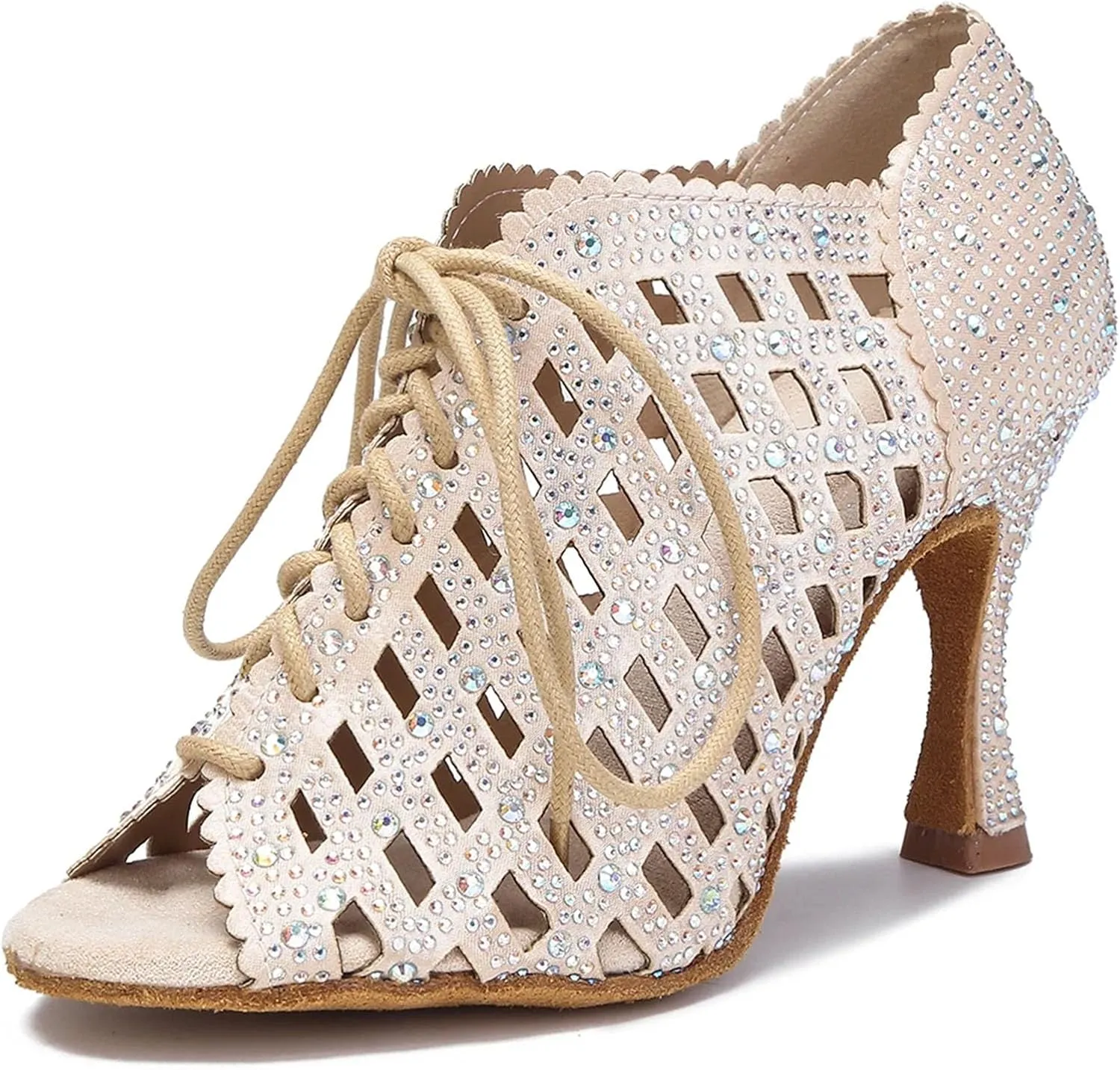 Ladies Onyx-Toned Training Sandals - Elastic Anklets with Mesh Panels for Dance Rehearsals (6CM/2.36")