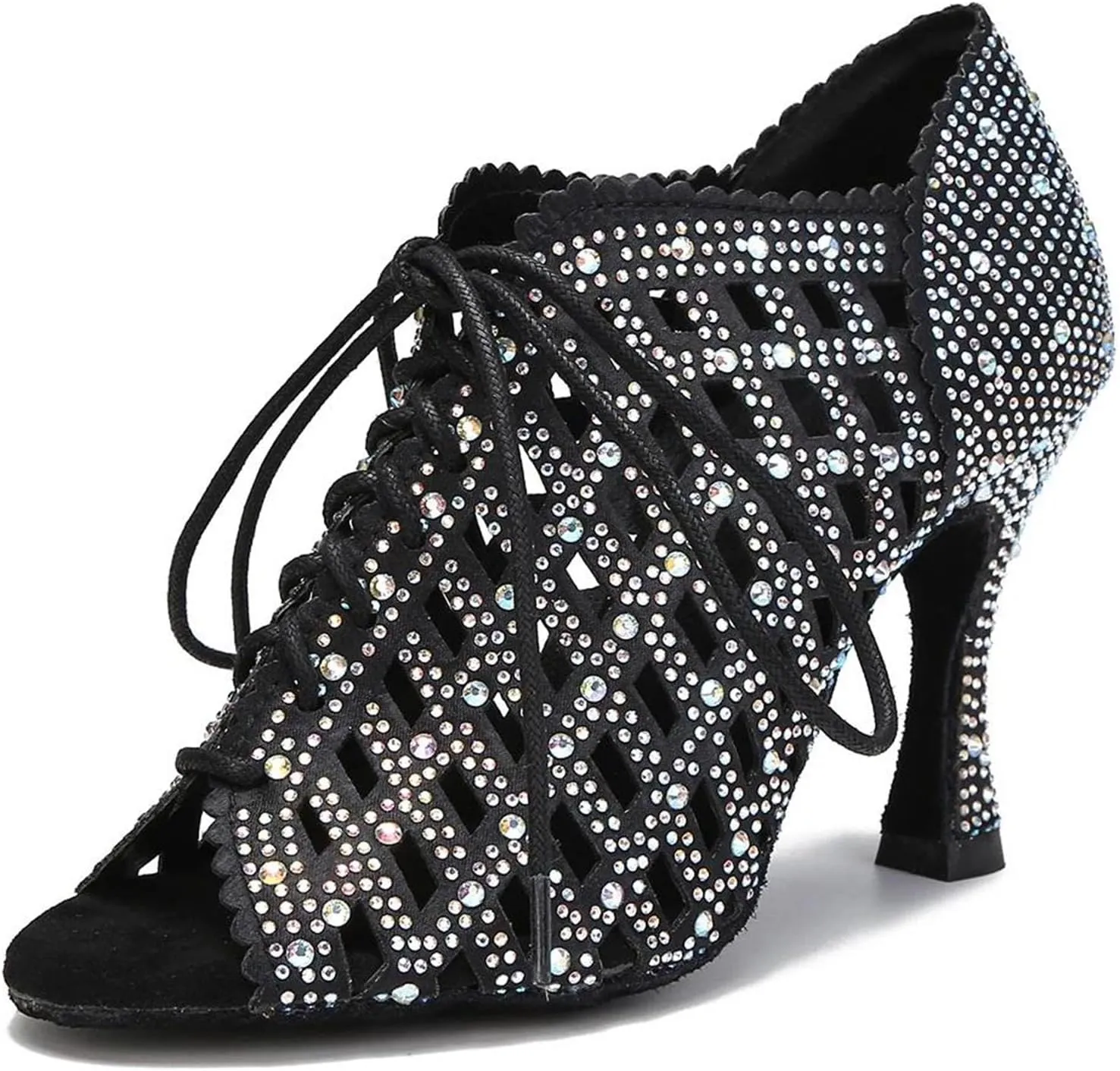 Ladies Onyx-Toned Training Sandals - Elastic Anklets with Mesh Panels for Dance Rehearsals (6CM/2.36")